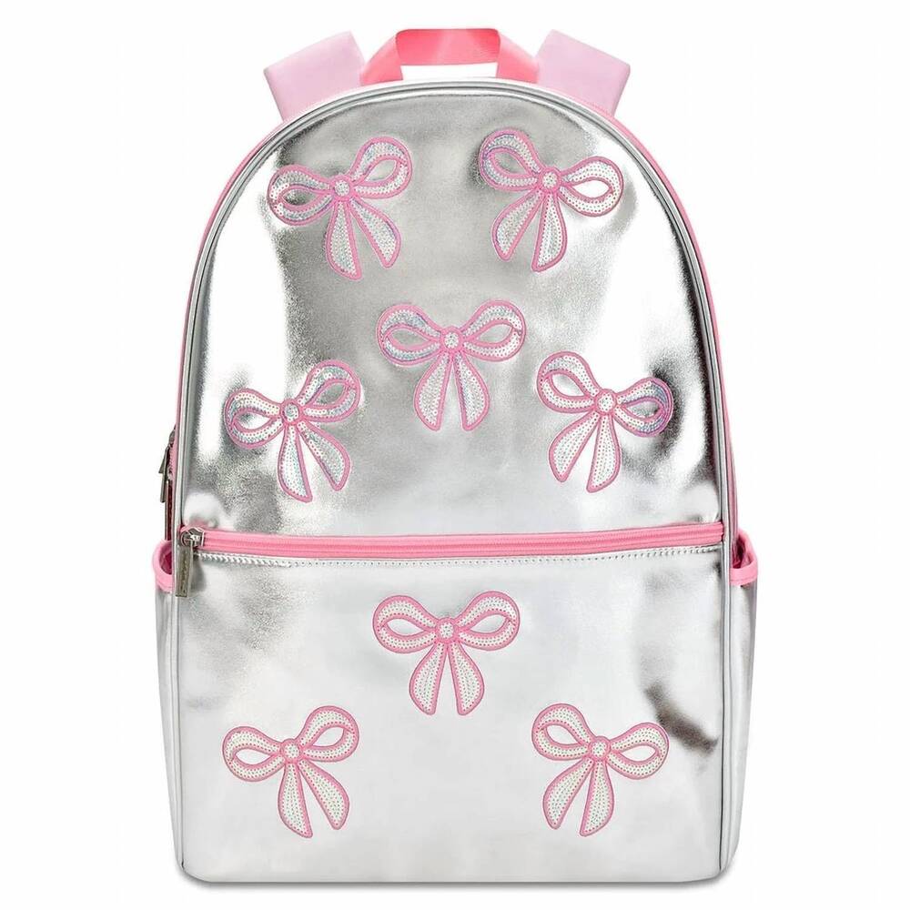 NEW ISCREAM girls sequin bows backpack in silver